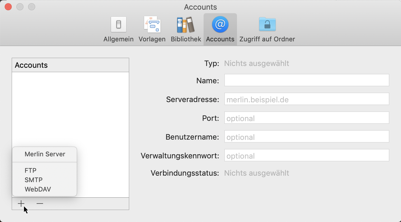 Einstellungen: Accounts