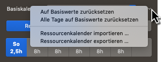 Kalender Ressource - mehr Optionen
