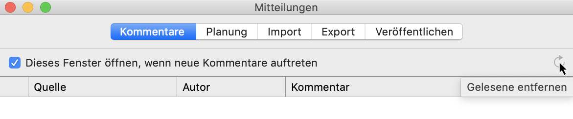 Kommentare: Gelesene entfernen