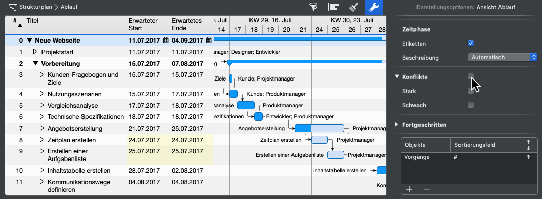 Konflikte-Anzeige abschalten