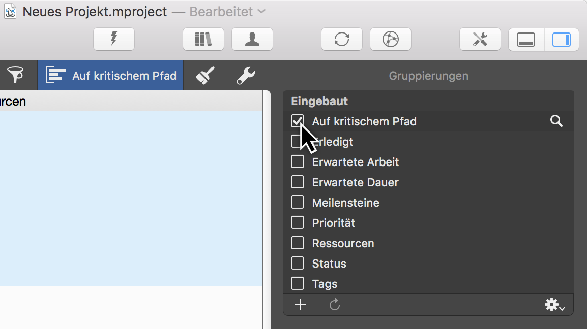 Gruppierung auswählen