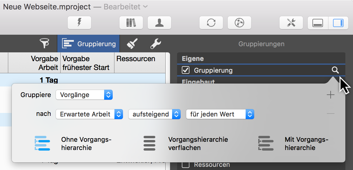 Gruppierungen Bedingungen