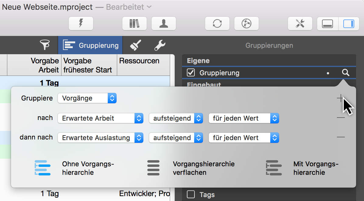 Gruppierungen weitere Bedingungen