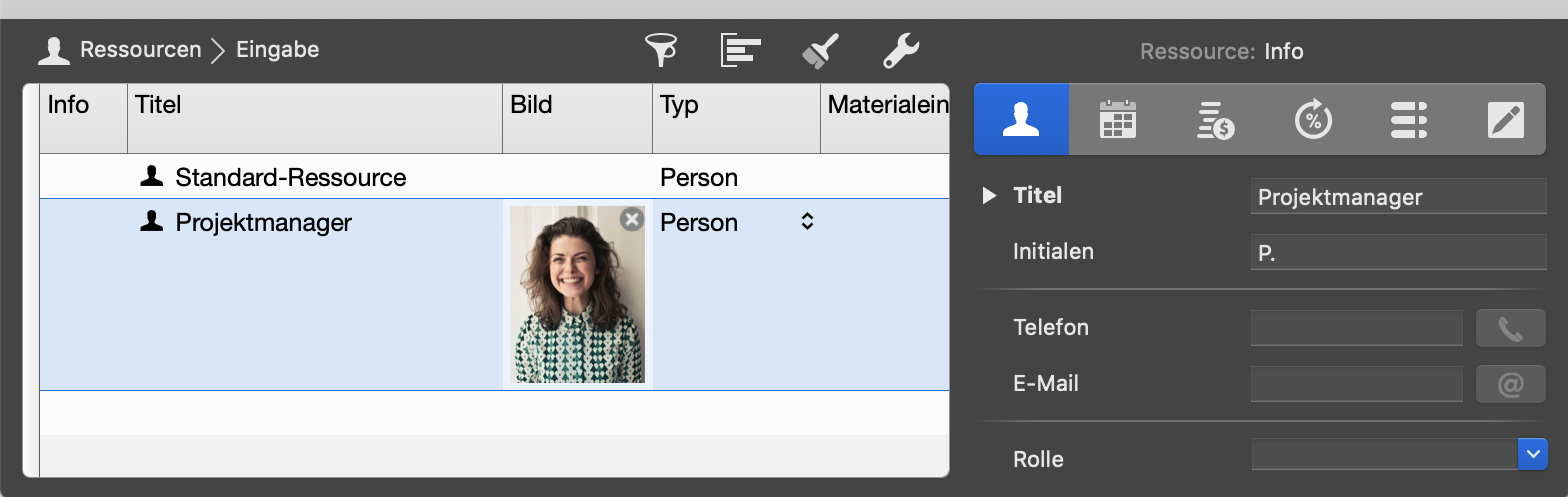 Respool: Ressourcen-Ansicht - Ressourcen Bild