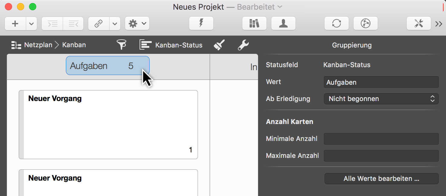 Kanban: Inspektor Gruppierung Inspektor