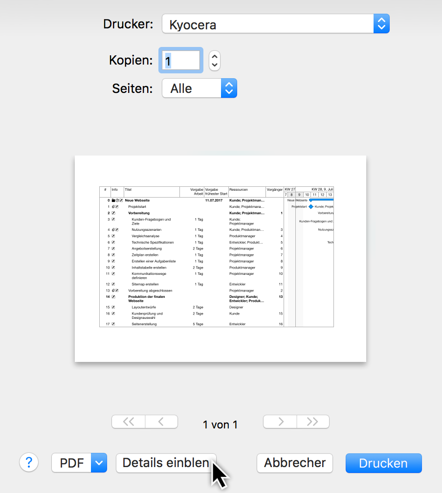 Druckmenü:Wenig Details