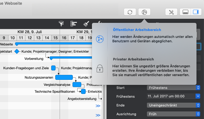 Arbeitsbereich: Öffentlich standardmäßig