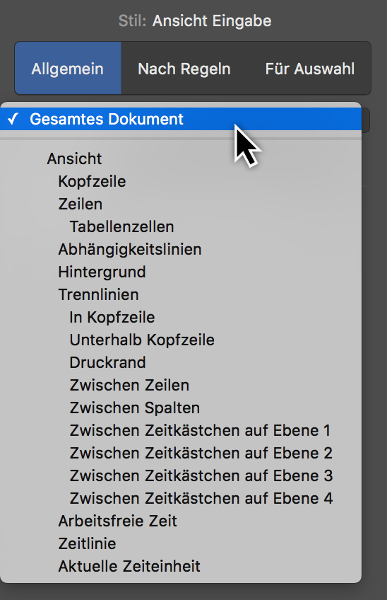 Stile: Allgemein > Klappmenü