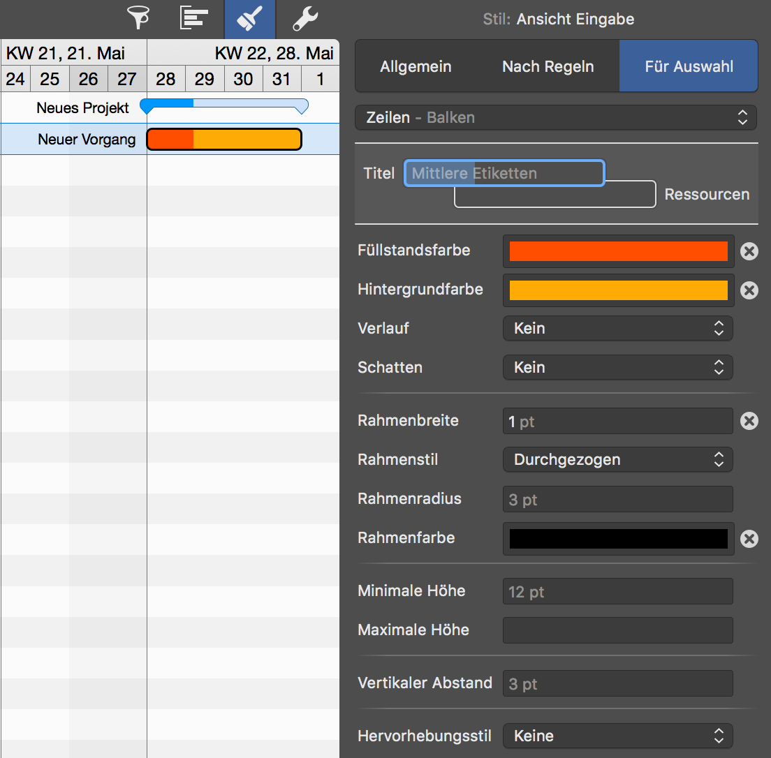 Inspektor Optionen greifen