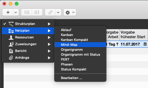 Ansichtswechsel nach Netz Plan Mind Map
