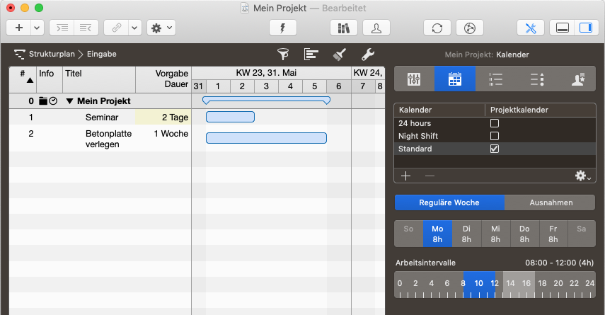 Einstellungen - Kalender