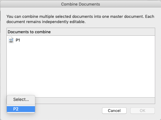 Combine Documents - Dialogue - Select