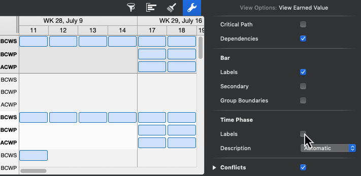 Time Phase Labels disabled