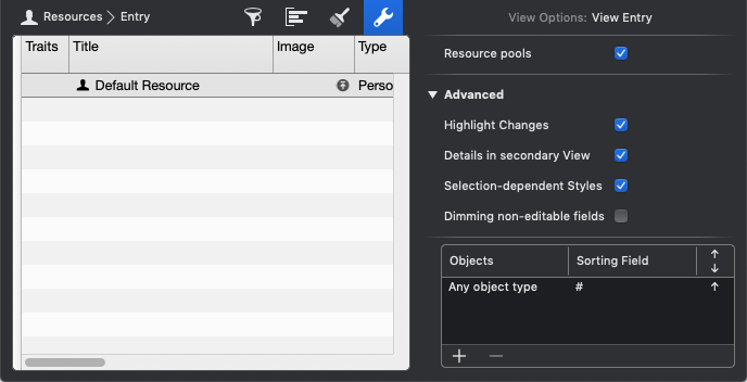 View Options:Resources