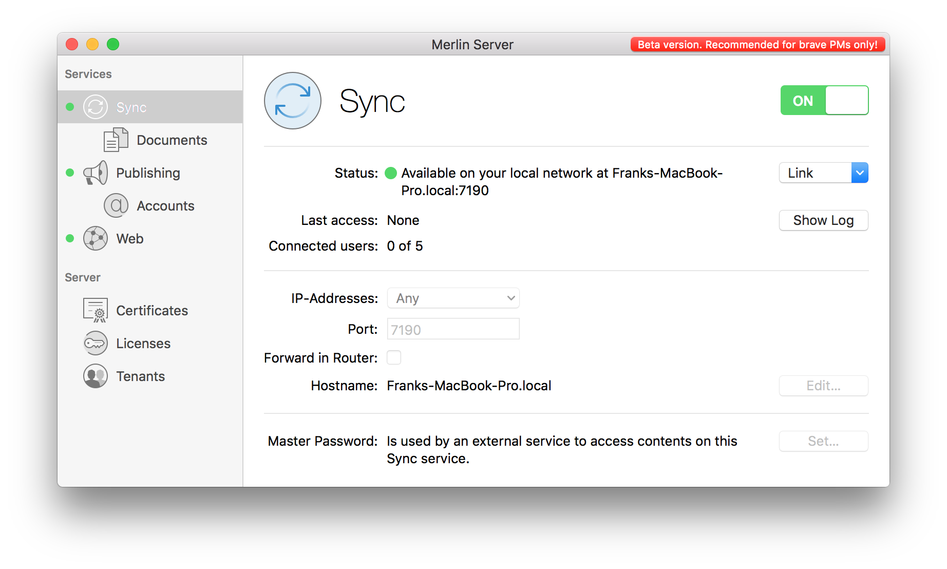 Merlin Server - new Layout