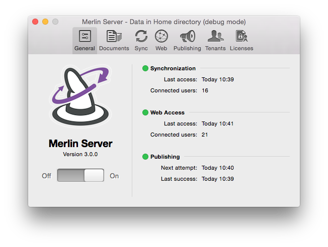 Merlin Server - general functions