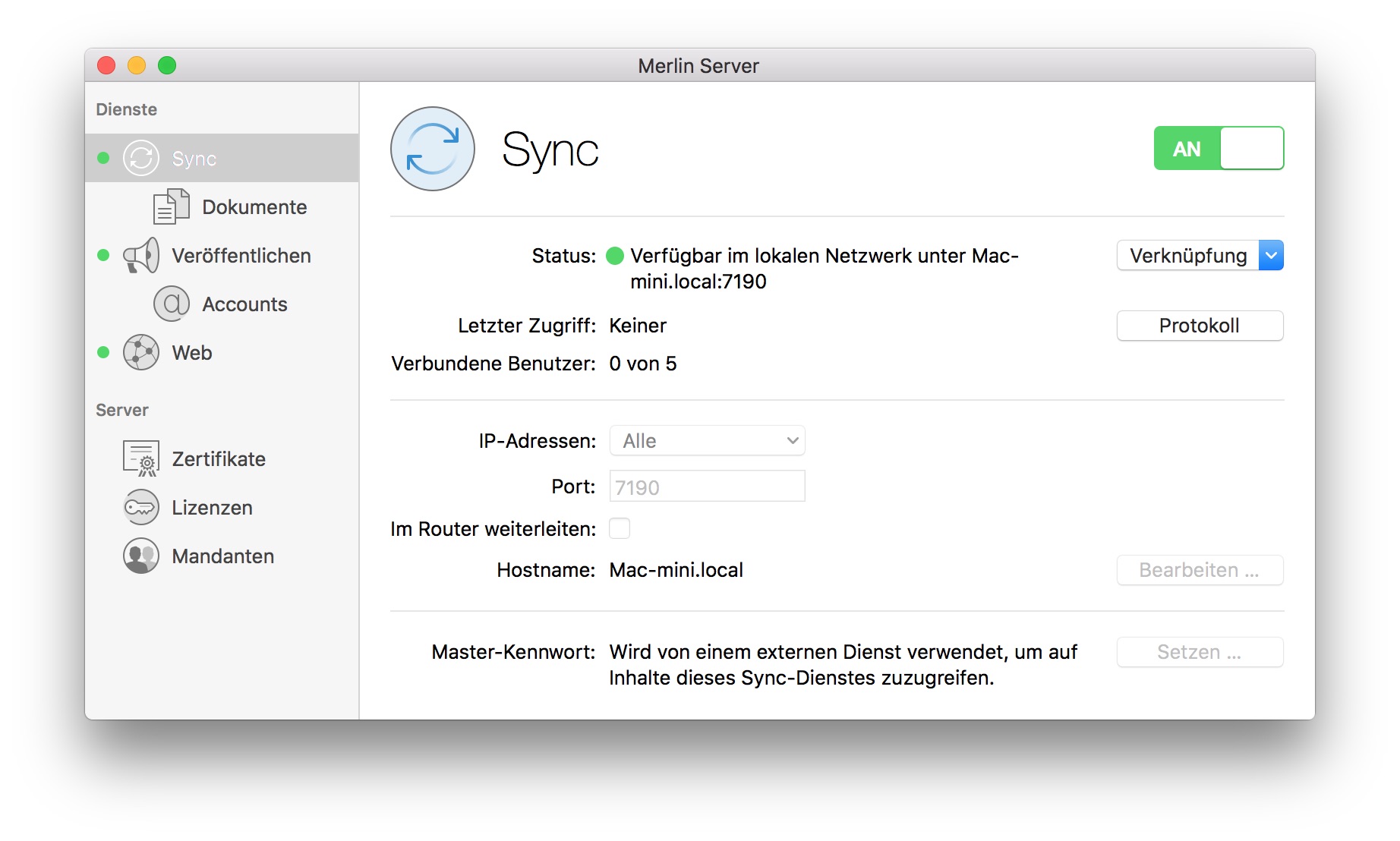 Synchronisation in Merlin Server