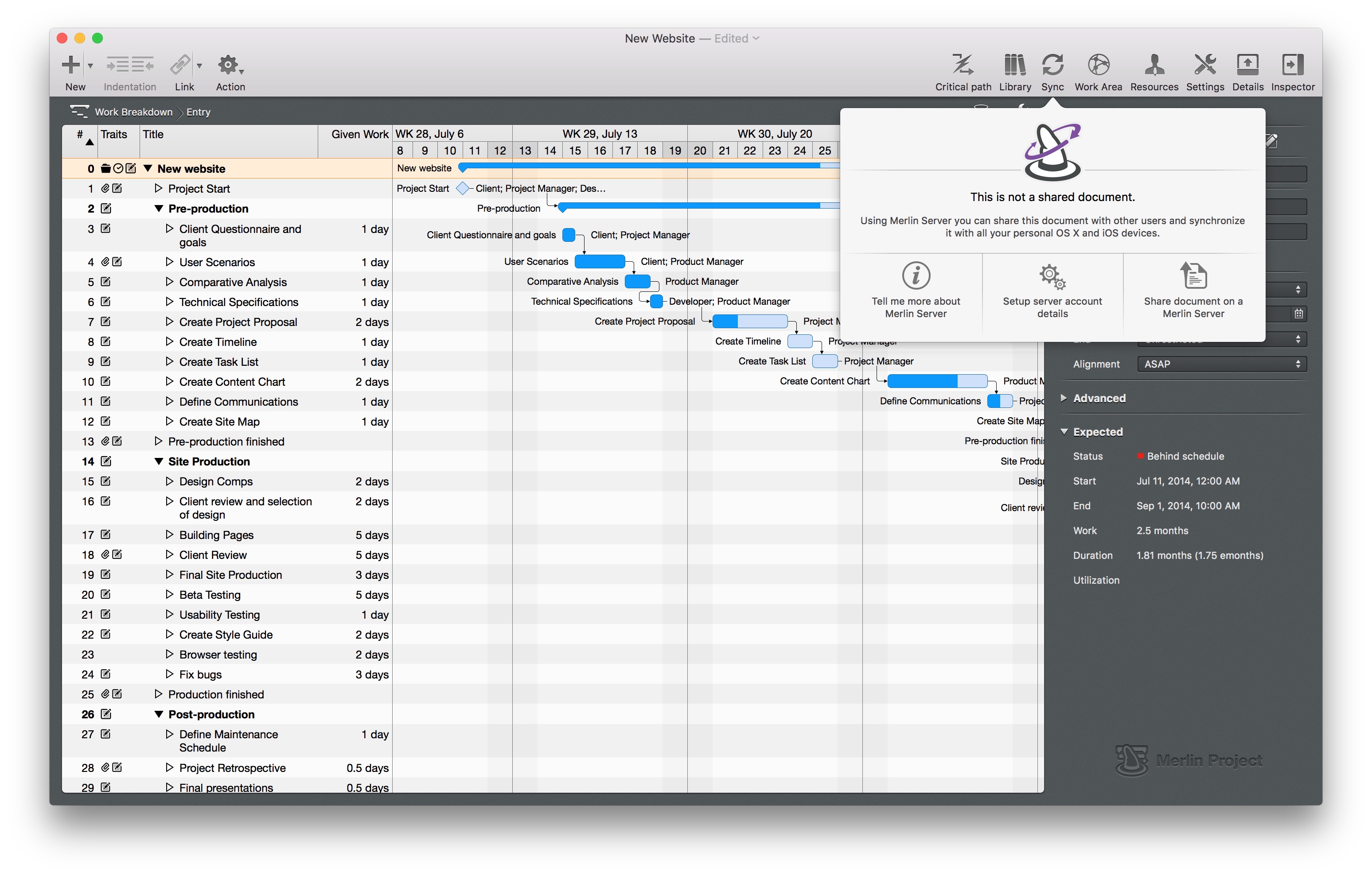 Synchronization in Merlin Project