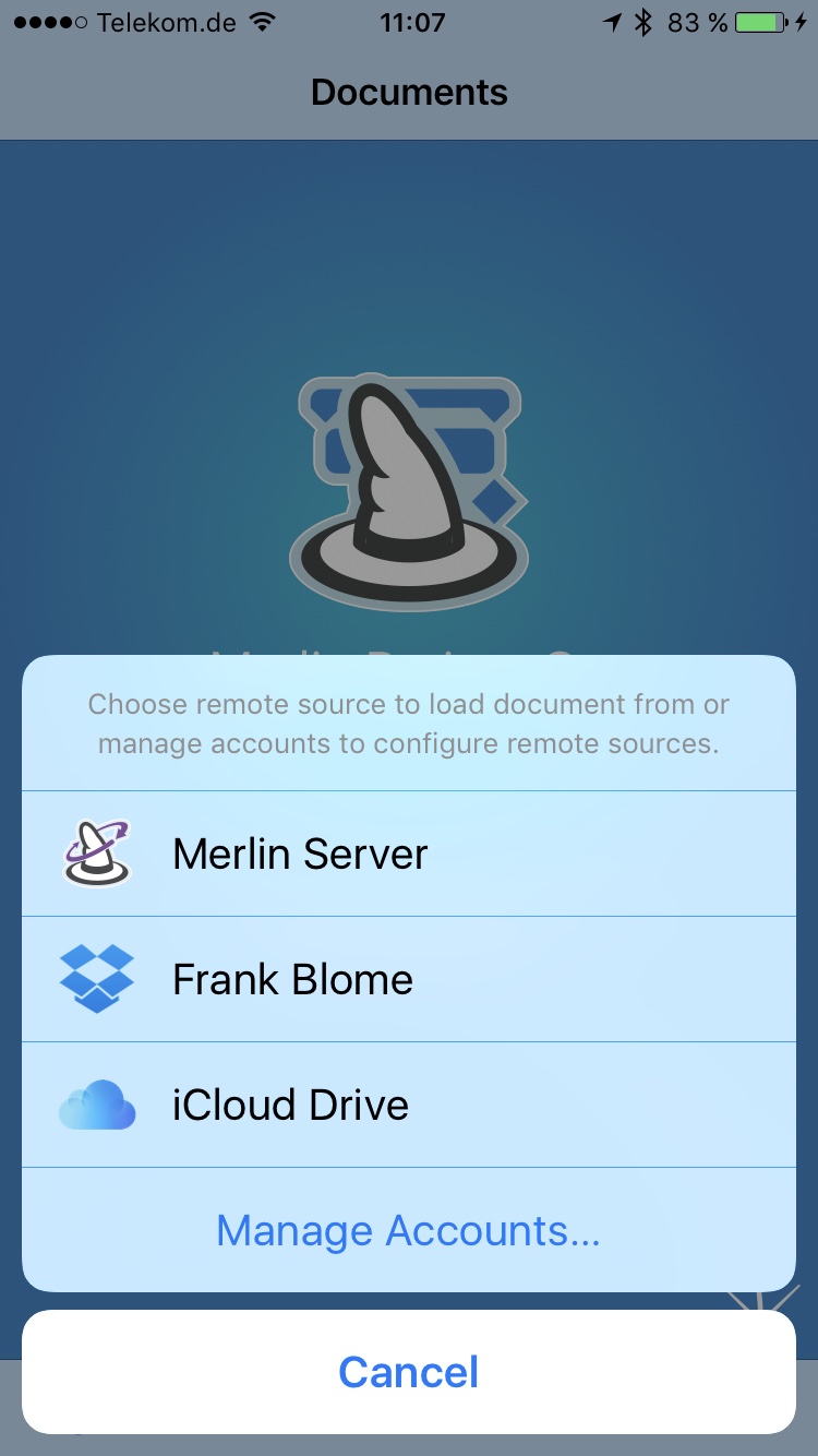 iOS Accounts in Merlin Project auf dem iPhone