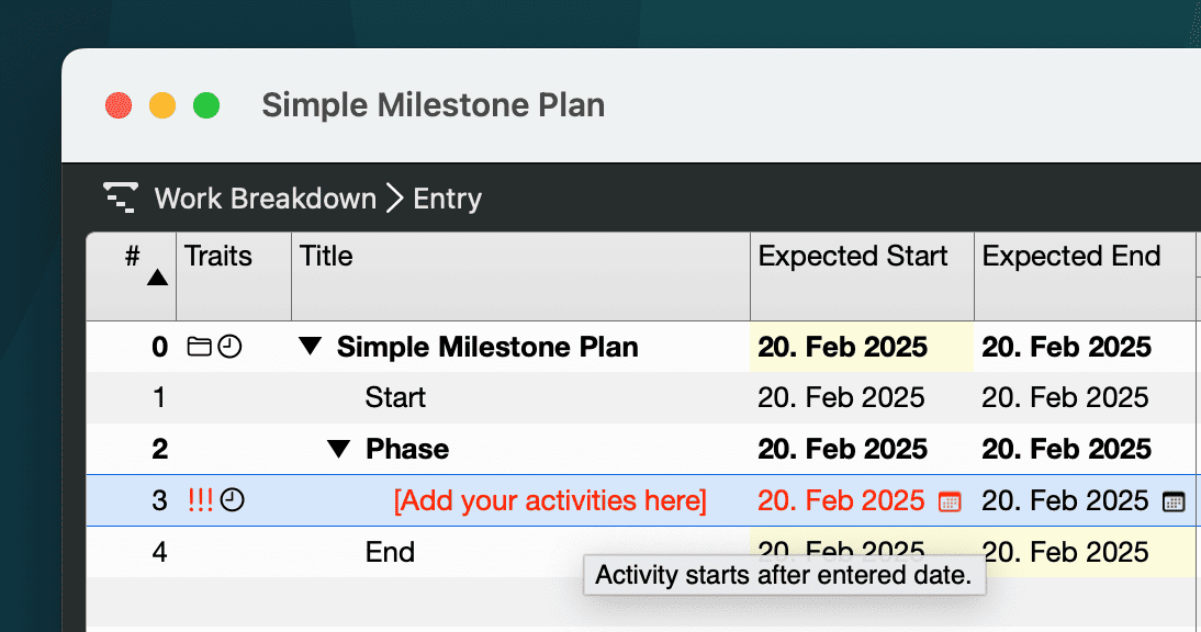 Understanding and resolving scheduling conflict - Activity Starts after Entered Date Understanding and resolving scheduling conflict - Activity Starts after Entered Date