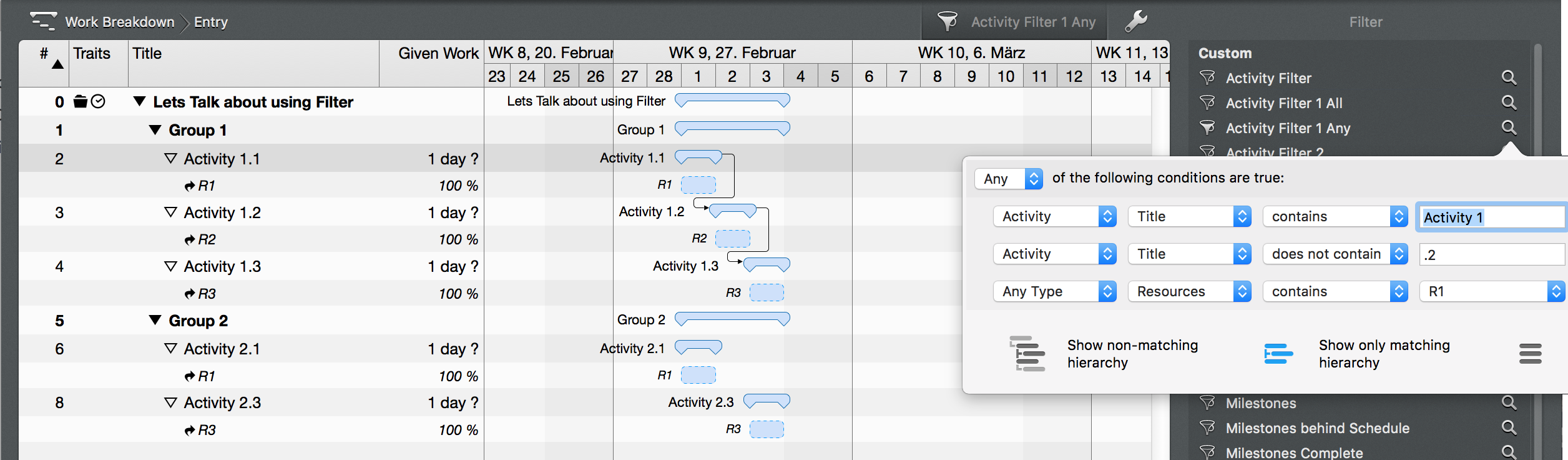 Using Filter options Using Filter options
