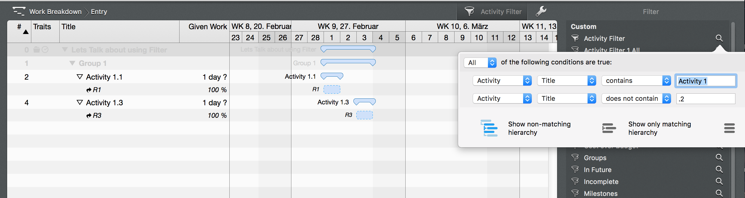 Using Filter options Using Filter options
