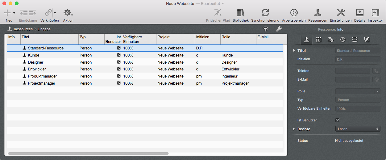 Ressourcen-Ansicht Ressourcen-Ansicht