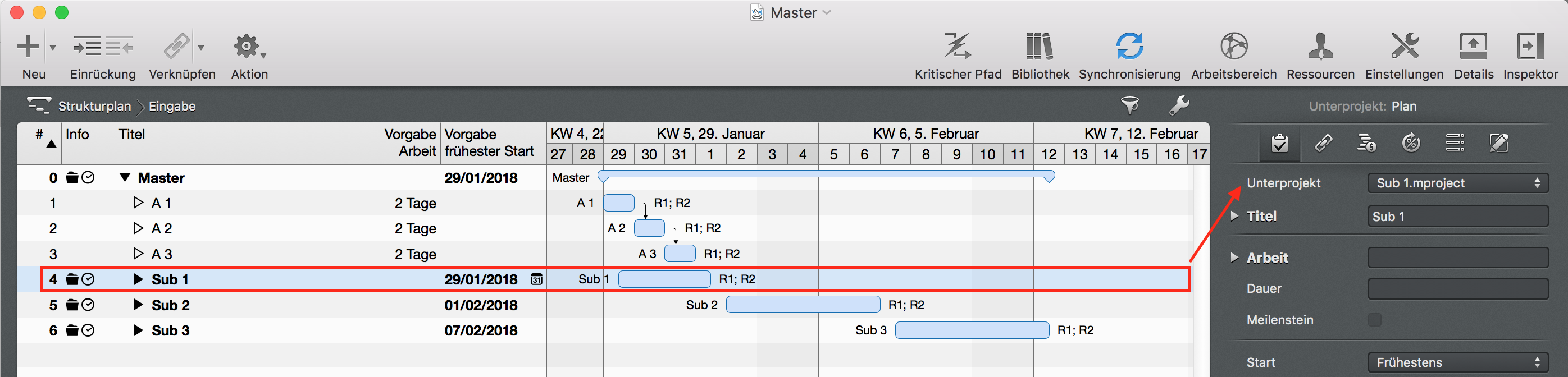 Unterprojekt Unterprojekt