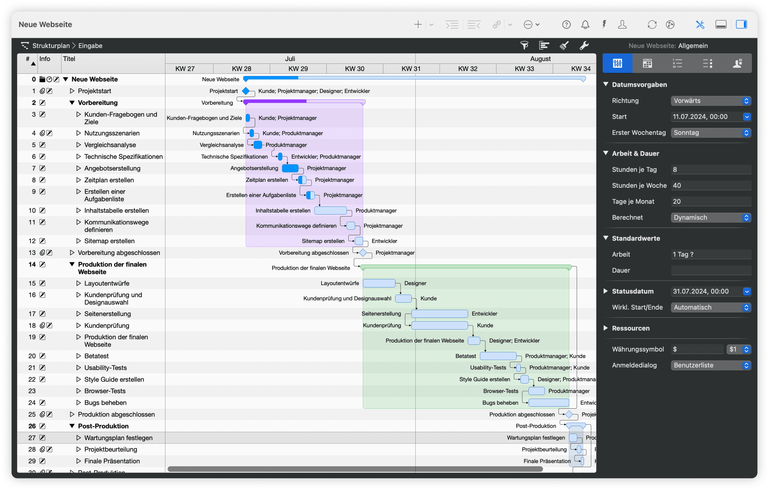 Gantt Chart Ansicht in Merlin Project Gantt Chart Ansicht in Merlin Project