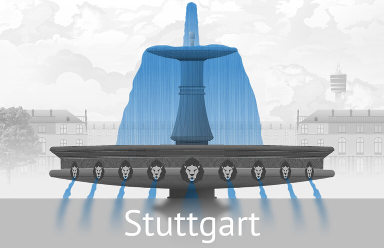 Der Schlossplatzspringbrunnen in Stuttgart, Deutschland Der Schlossplatzspringbrunnen in Stuttgart, Deutschland