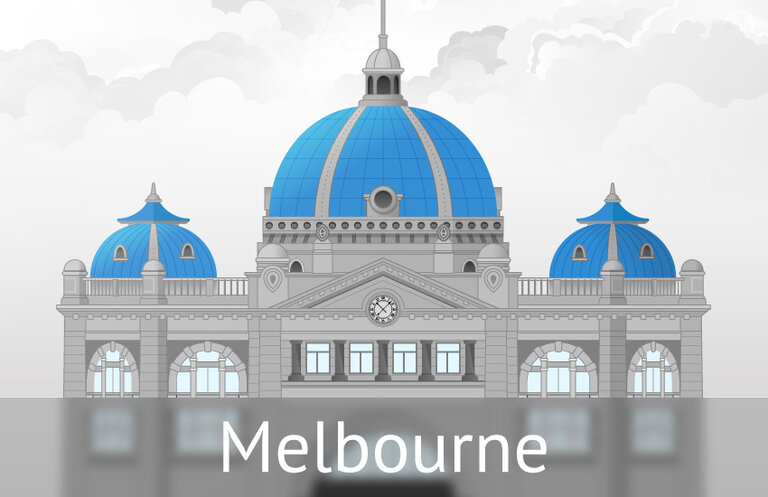 Der Flinders Street Bahnhof in Melbourne, Australien Der Flinders Street Bahnhof in Melbourne, Australien