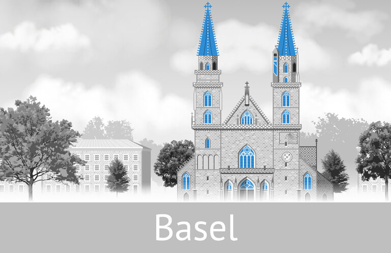 Der Basler Münster in Basel, Schweiz Der Basler Münster in Basel, Schweiz