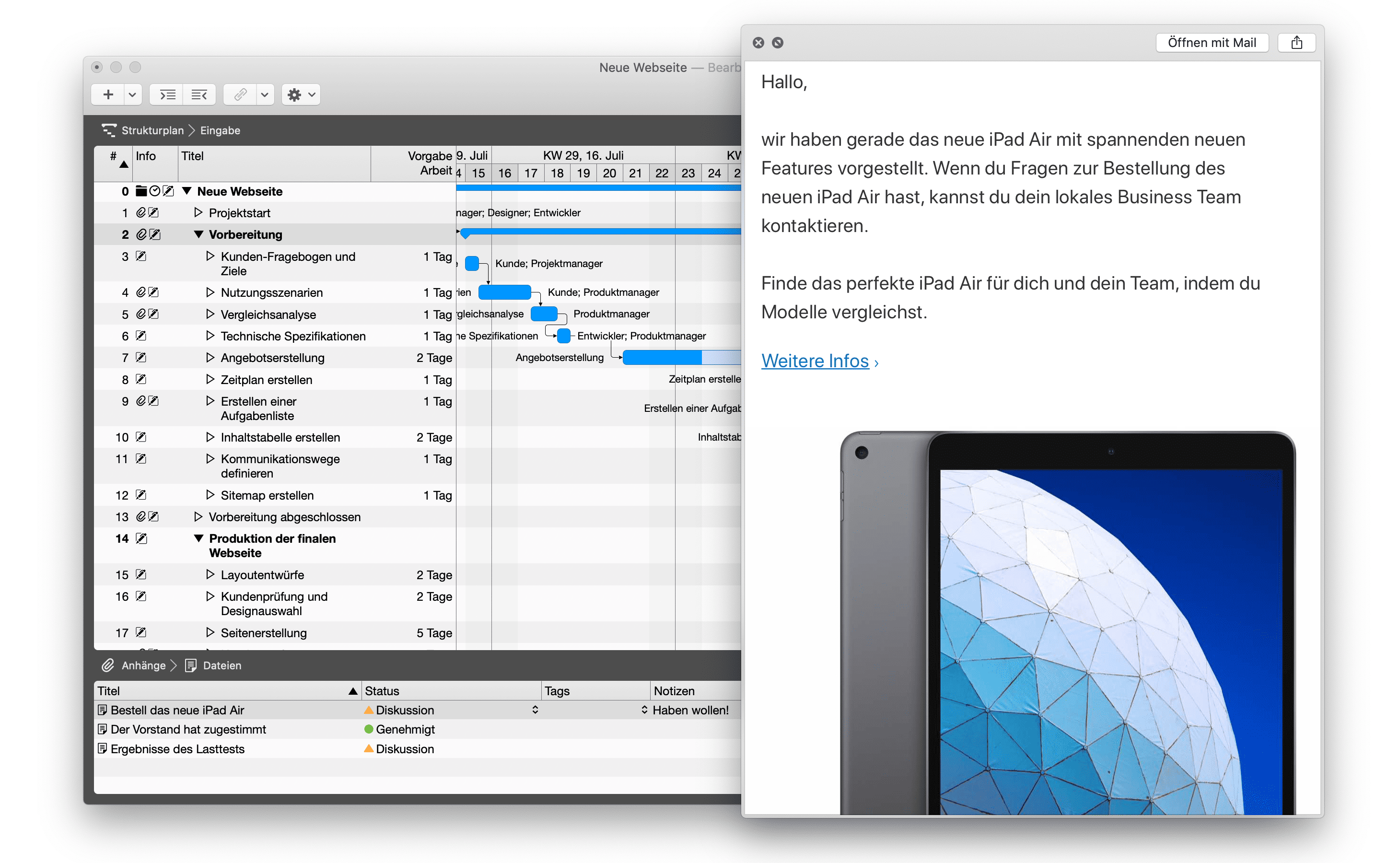 Mit der Leertaste eine Vorschau einer E-Mail in Merlin Project öffnen Mit der Leertaste eine Vorschau einer E-Mail in Merlin Project öffnen