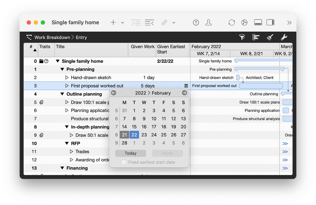 1. Dates, duration/work and other information in Merlin Project