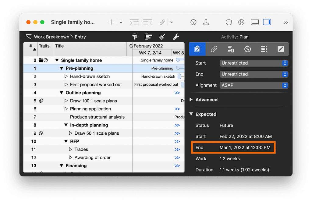 2. Building projects dynamically planned and the completion date automatically calculated by Merlin Project 2. Building projects dynamically planned and the completion date automatically calculated by Merlin Project