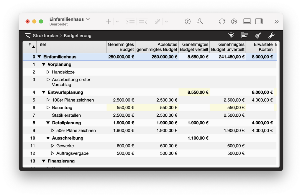 9. Kostenansichten für Materialkosten bus zu den Mehrkosten in Merlin Project 9. Kostenansichten für Materialkosten bus zu den Mehrkosten in Merlin Project