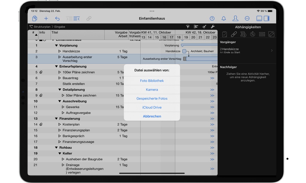 6. Dokumentation von Mängel mit Hilfe von Fotos als Anhänge an Vorgängen 6. Dokumentation von Mängel mit Hilfe von Fotos als Anhänge an Vorgängen
