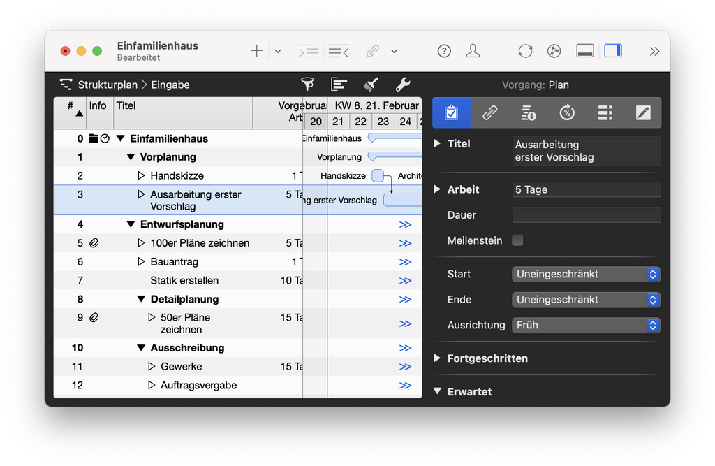 3. Grafische Dargestellung des Bauzeitenplans als Balkendiagramm 3. Grafische Dargestellung des Bauzeitenplans als Balkendiagramm