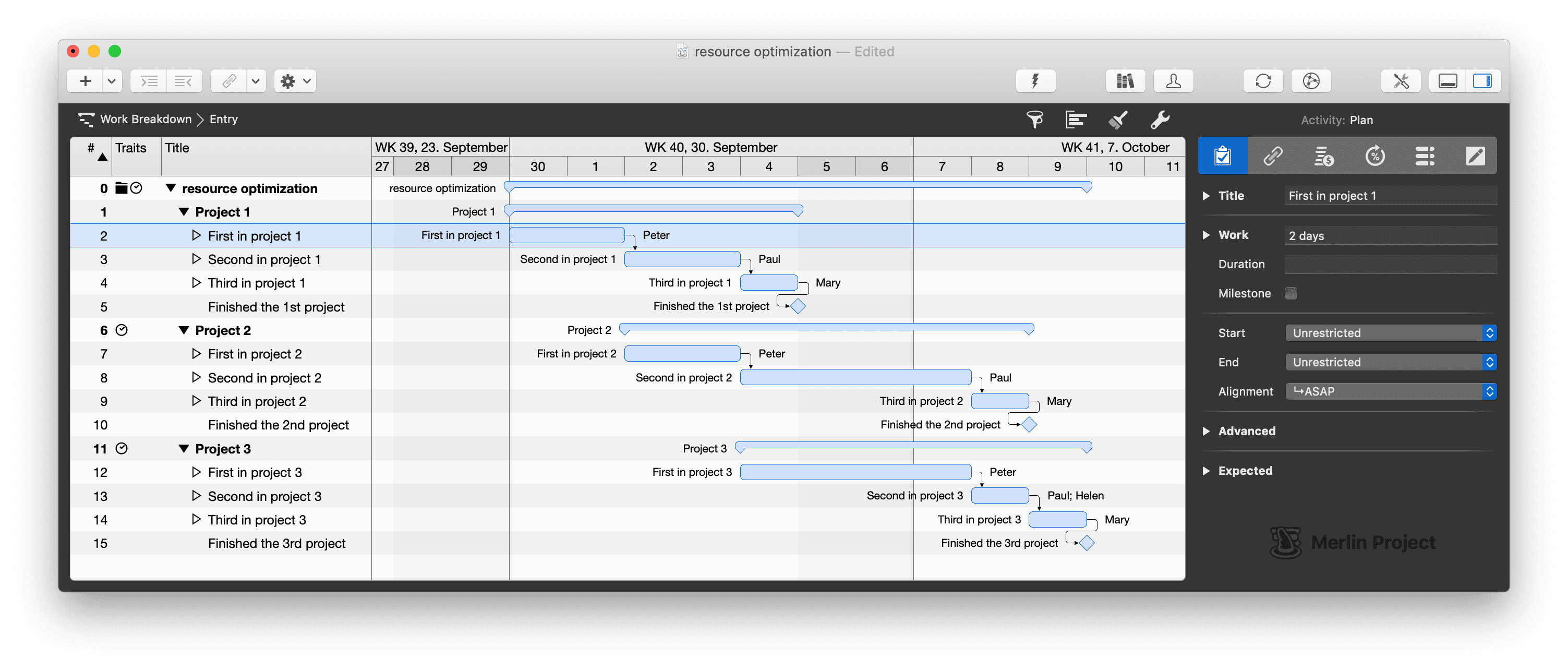 A multi-project with overlapping resources