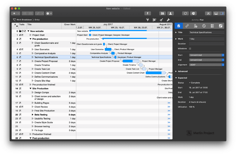Merlin Project 6 in dark mode with light content