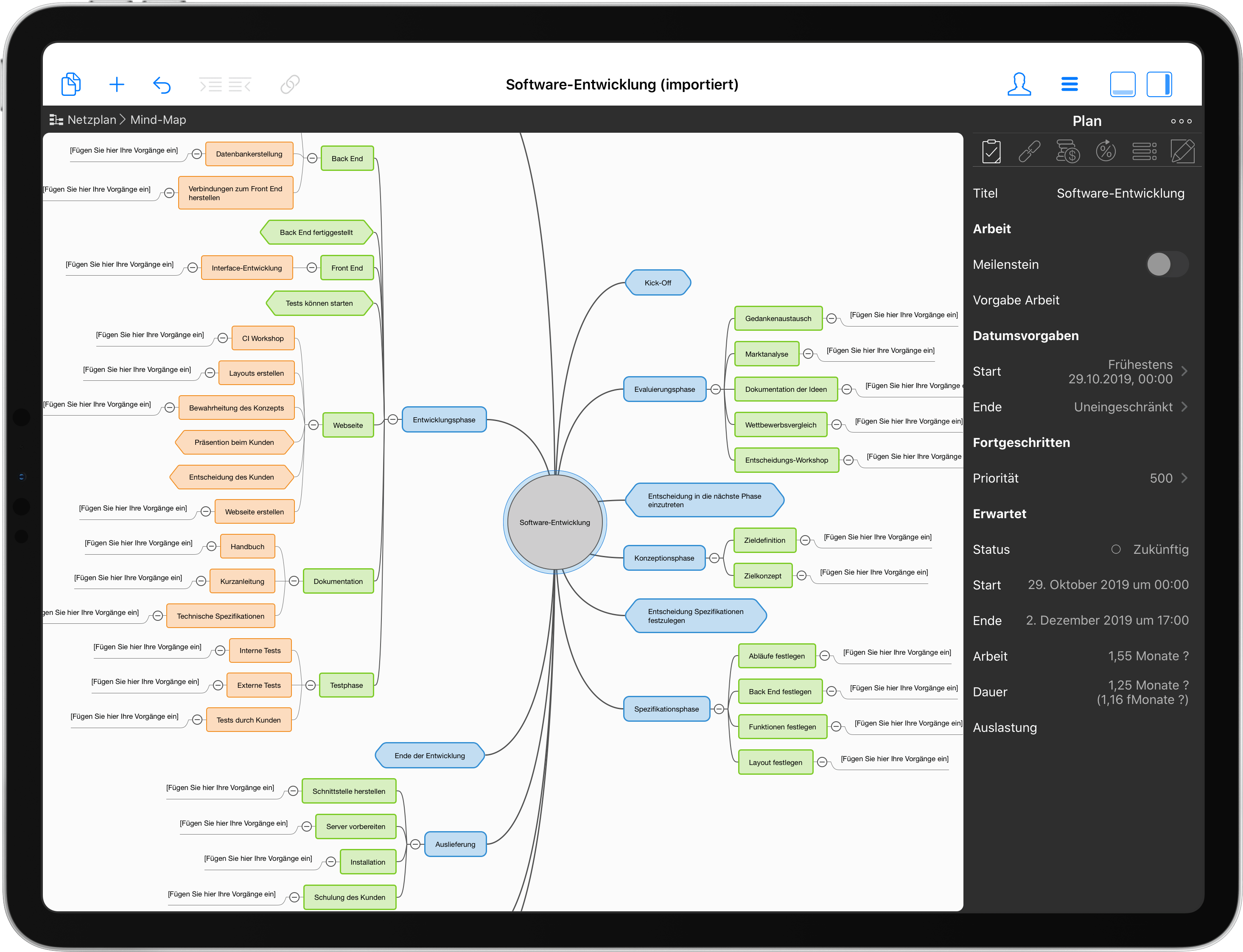 Merlin Project Mind-Map on the iPad