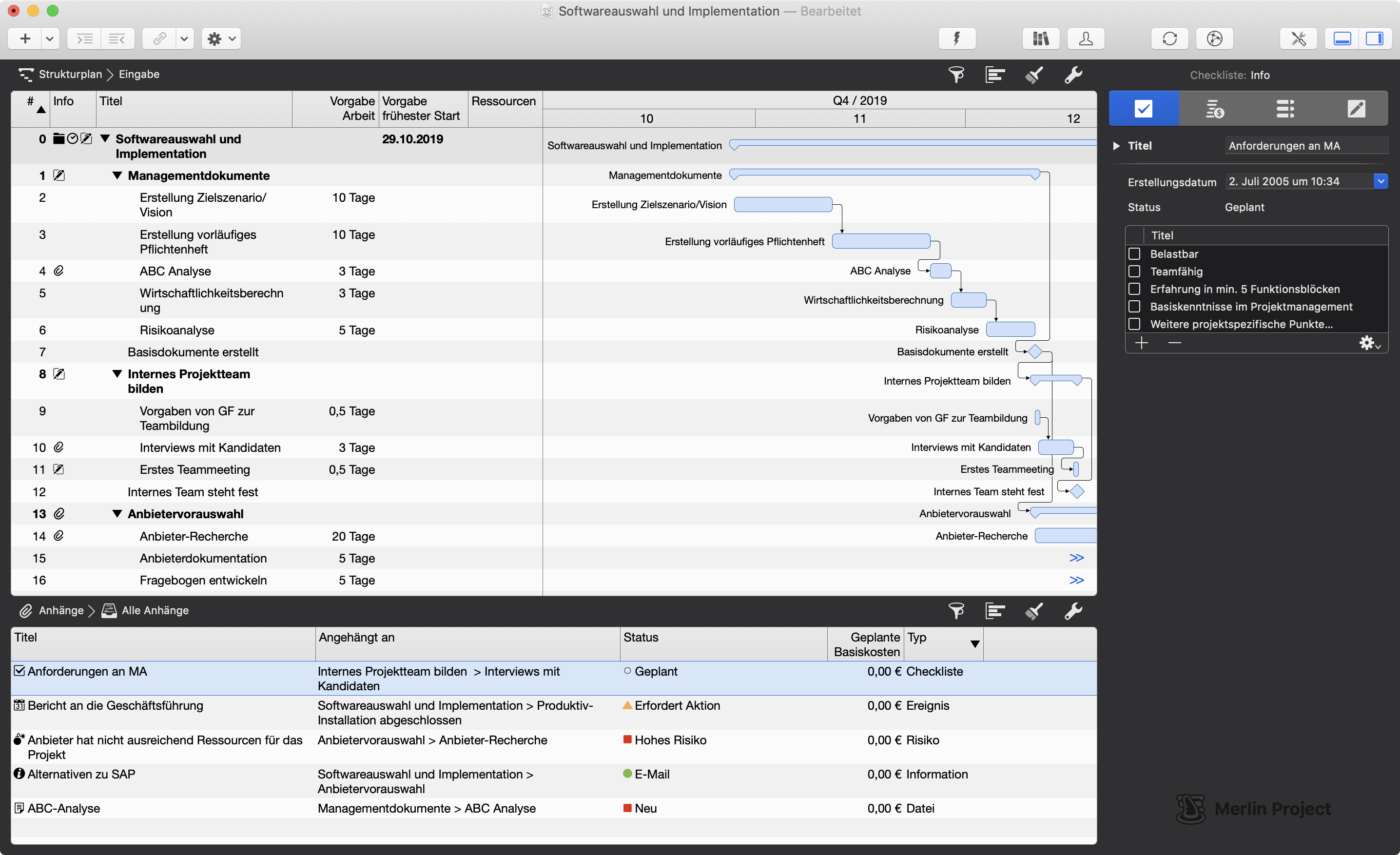 Anhänge in Merlin Project