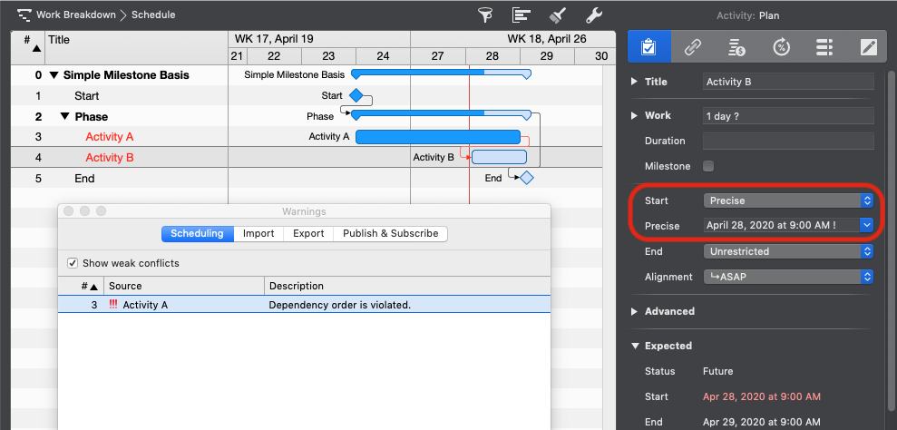Understanding and Resolving Scheduling Conflict - Dependency order is violated