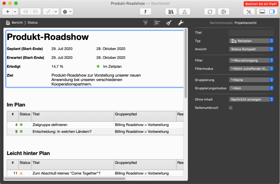Merlin Project - Berichtsmodul referenziert Netzplan Ansicht Merlin Project - Berichtsmodul referenziert Netzplan Ansicht