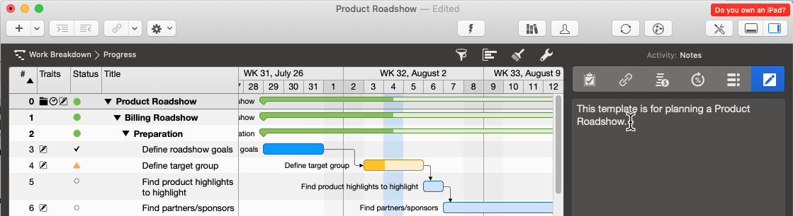Merlin Project - Edit Notes on Row #0 for an Objective