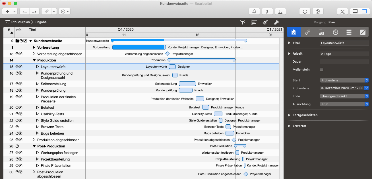 Merlin Project - Vorgänge mit Datumsbeschränkungen