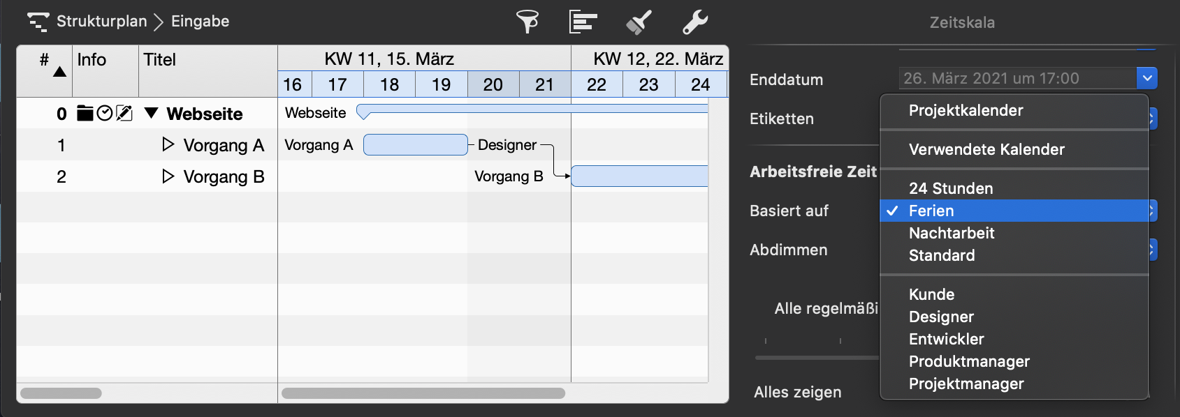 Zeitskala - Basiert auf-Option Zeitskala - Basiert auf-Option
