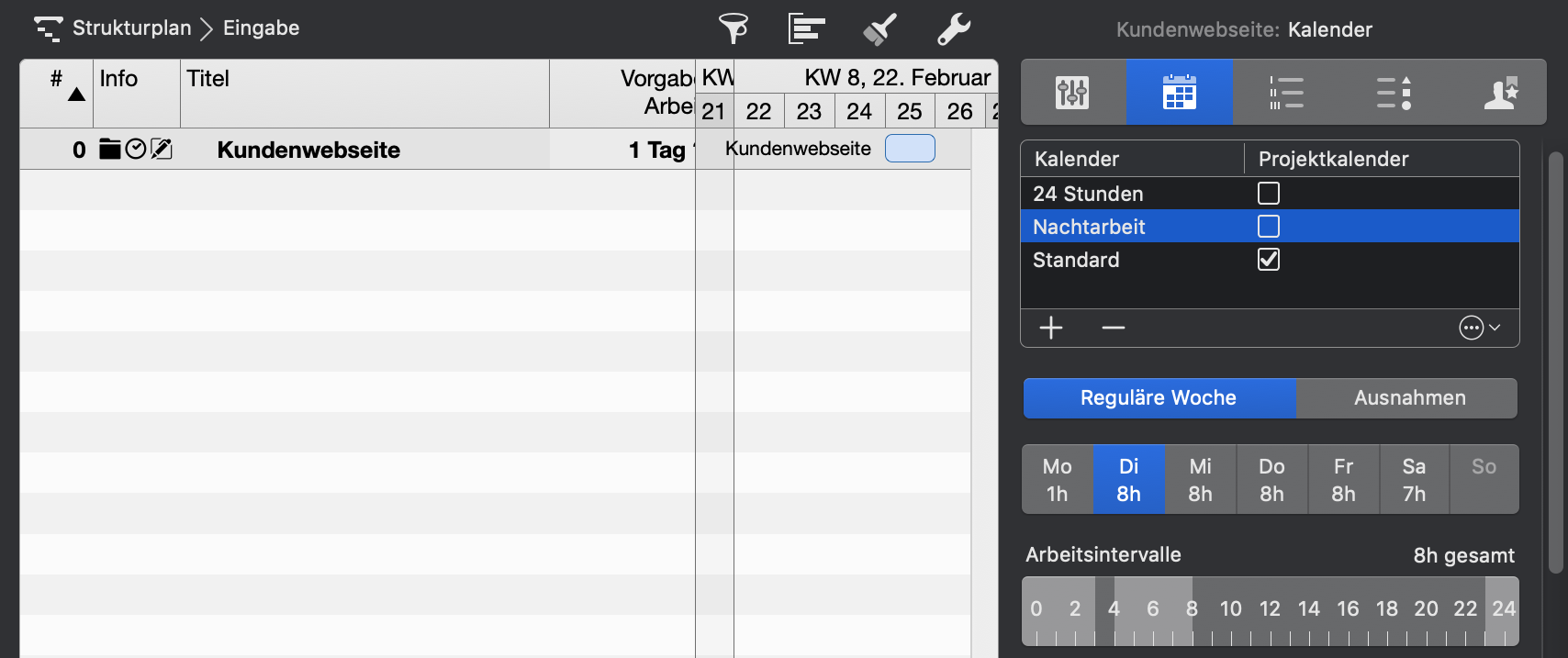 Kalender - Nachtarbeit