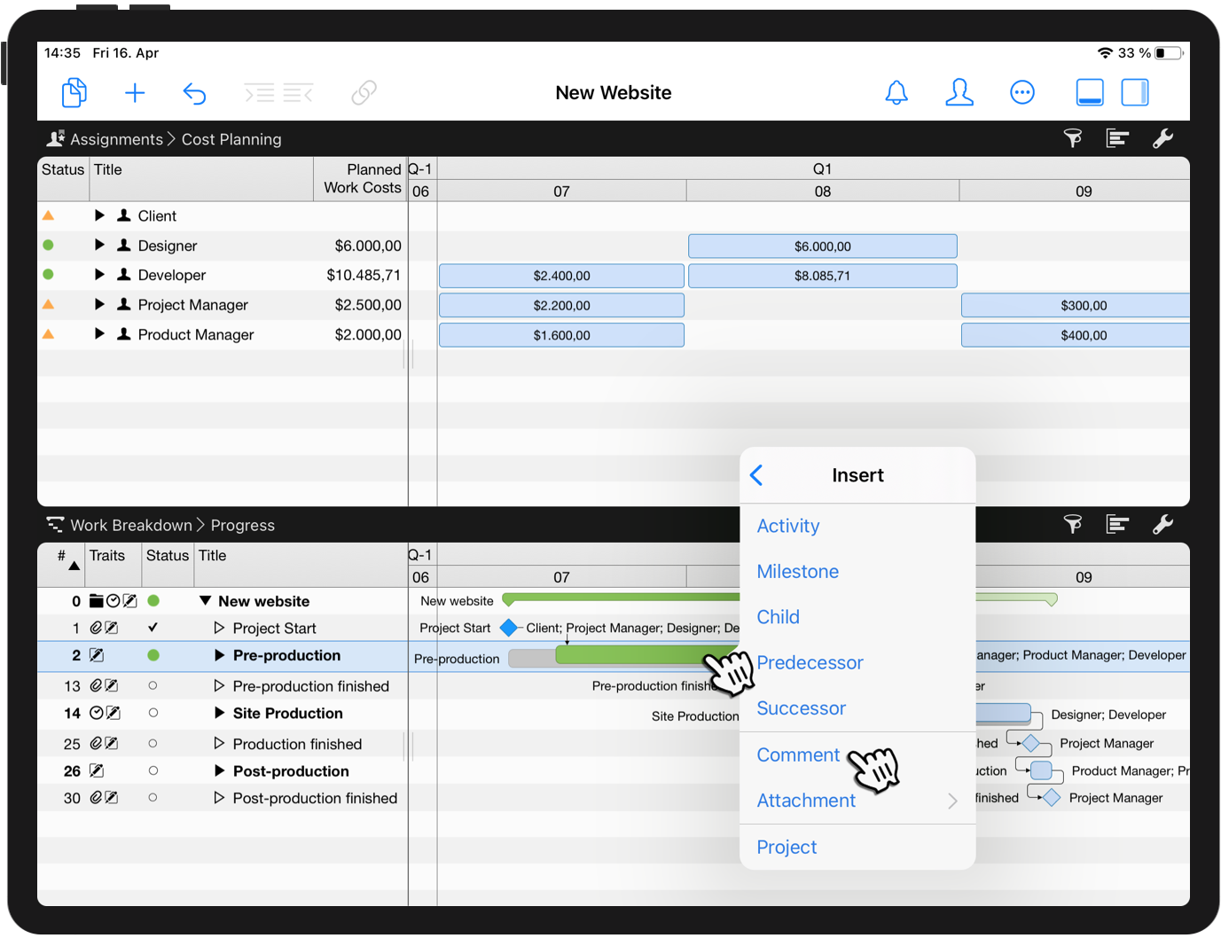 Work on Detail view on your project on the iPad Work on Detail view on your project on the iPad