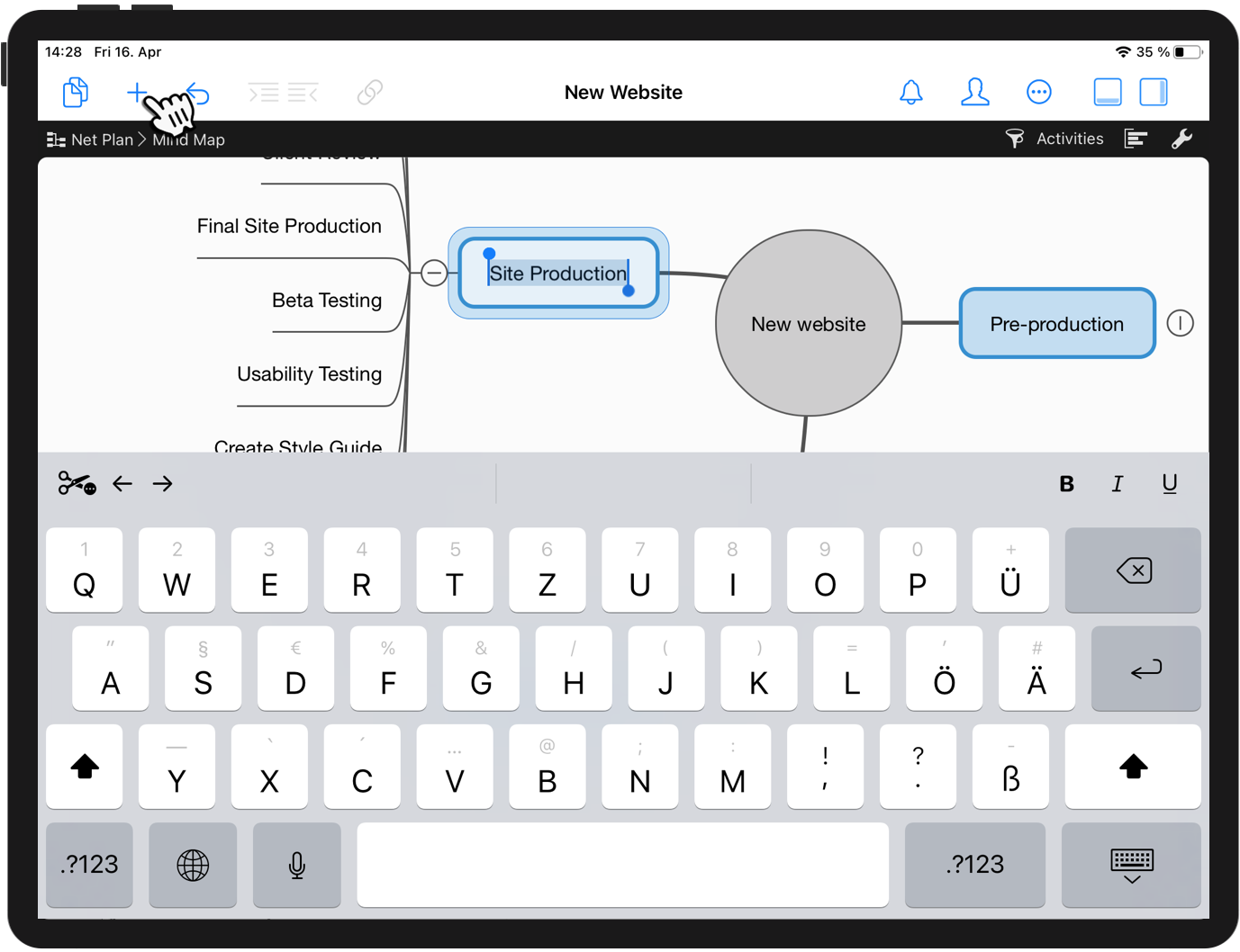 Mind map on the iPad for brainstorming on the iPad Mind map on the iPad for brainstorming on the iPad